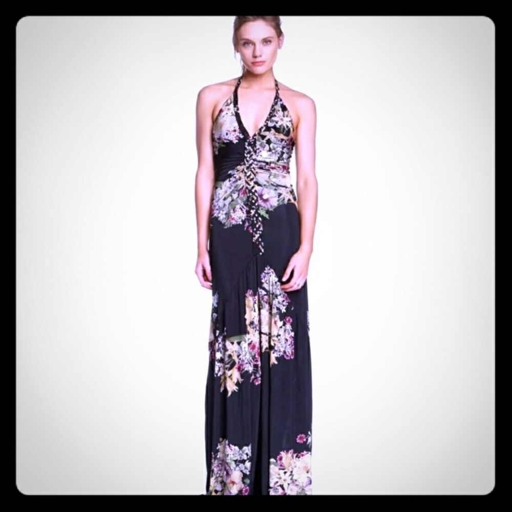Sky maxi dress Asian Floral print